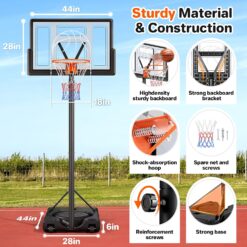 Yohood Basketball Hoop Outdoor 10ft Adjustable, Portable Basketball Hoop Goal System