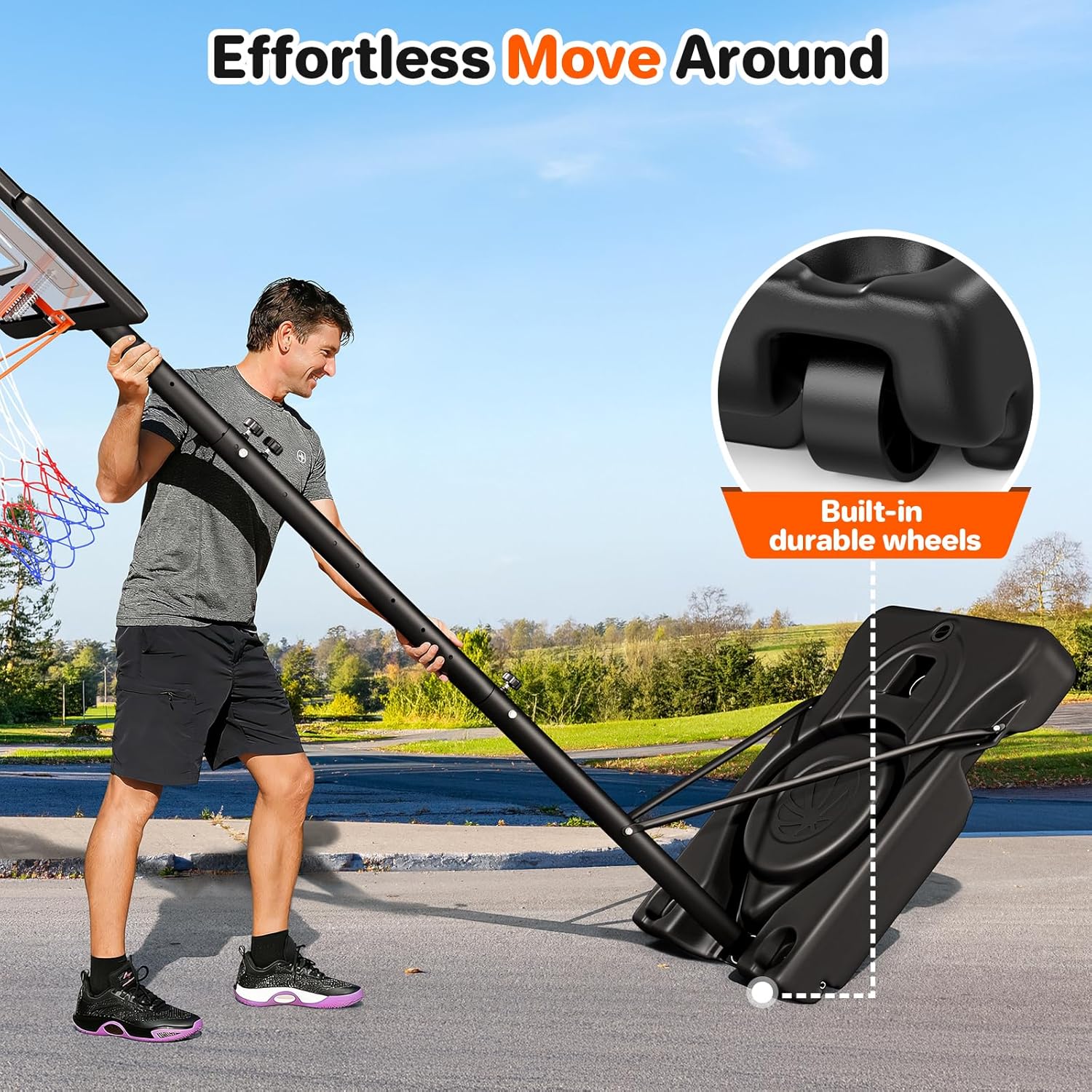 Yohood Basketball Hoop Outdoor 10ft Adjustable, Portable Basketball Hoop Goal System