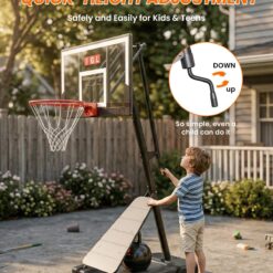 IGL Basketball Hoop Outdoor, Height Adjustable 5.3-10 FT, Portable Basketball Goal with Shatterproof Backboard