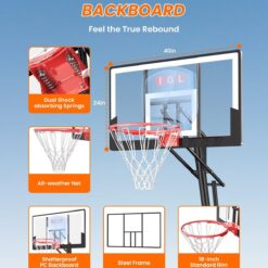 IGL Basketball Hoop Outdoor, Height Adjustable 5.3-10 FT, Portable Basketball Goal with Shatterproof Backboard
