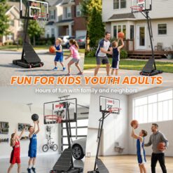 IGL Basketball Hoop Outdoor, Height Adjustable 5.3-10 FT, Portable Basketball Goal with Shatterproof Backboard