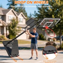 IGL Basketball Hoop Outdoor, Height Adjustable 5.3-10 FT, Portable Basketball Goal with Shatterproof Backboard