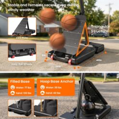 IGL Basketball Hoop Outdoor, Height Adjustable 5.3-10 FT, Portable Basketball Goal with Shatterproof Backboard