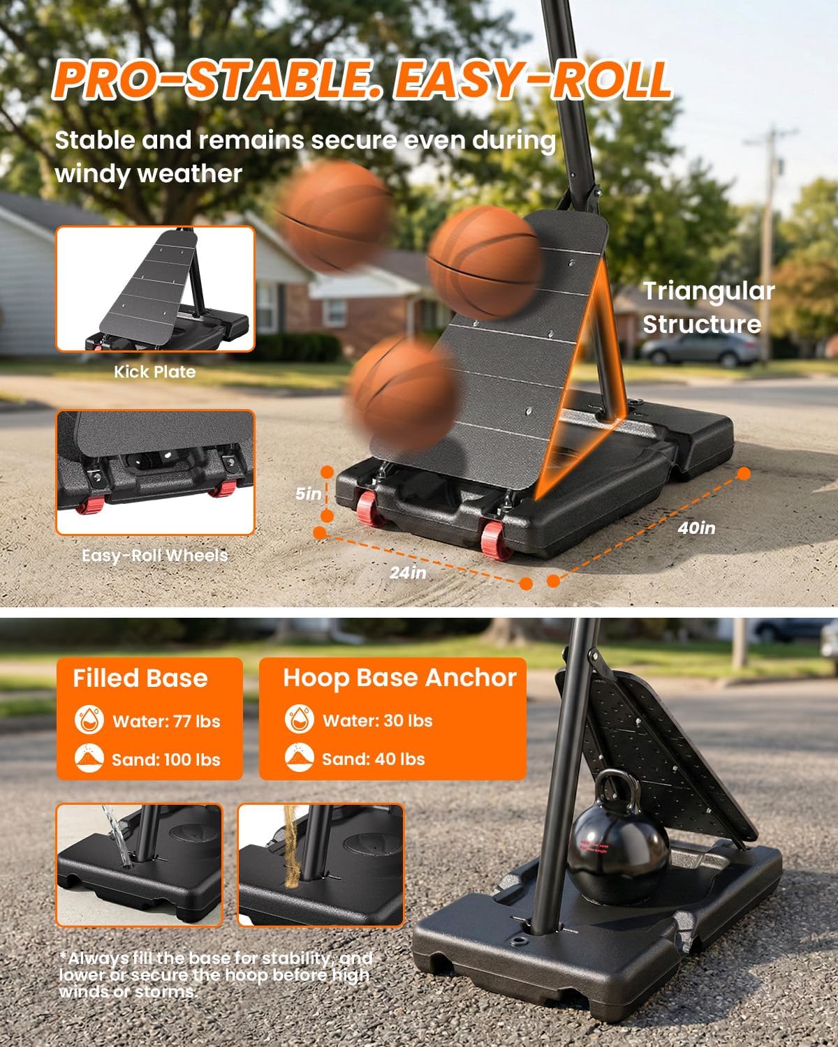 IGL Basketball Hoop Outdoor, Height Adjustable 5.3-10 FT, Portable Basketball Goal with Shatterproof Backboard