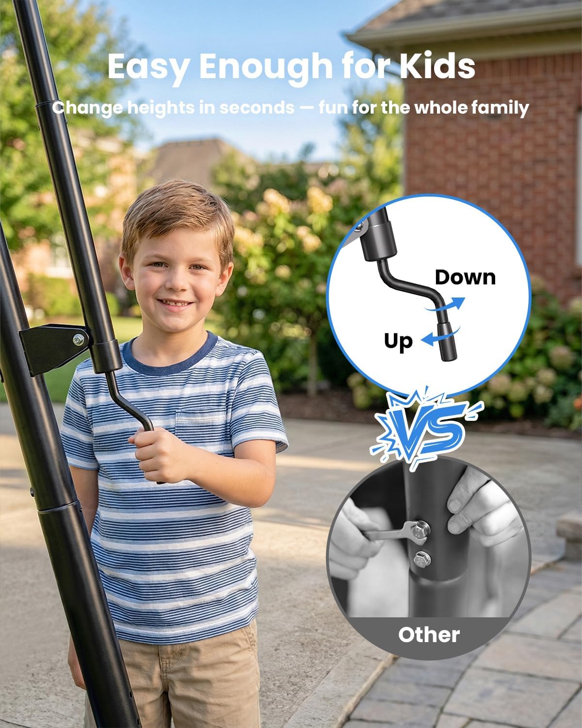 IGL Basketball Hoop Outdoor, Height Adjustable 5.3-10 FT, Portable Basketball Goal with Shatterproof Backboard for Kids Teens Adults, Backyard Driveway
