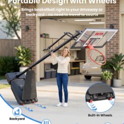 IGL Basketball Hoop Outdoor, Height Adjustable 5.3-10 FT, Portable Basketball Goal with Shatterproof Backboard for Kids Teens Adults, Backyard Driveway
