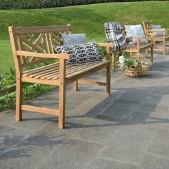 Cambridge Casual Maine 48-in W x 34-in H Natural Teak Garden Bench