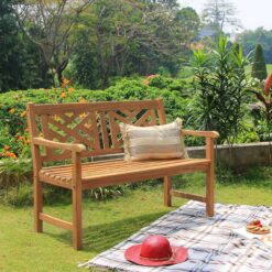 Cambridge Casual Maine 48-in W x 34-in H Natural Teak Garden Bench