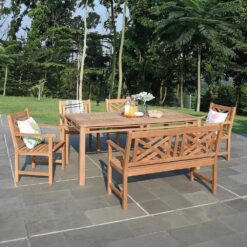 Cambridge Casual Maine 48-in W x 34-in H Natural Teak Garden Bench