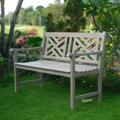 Cambridge Casual Maine 48-in W x 34-in H Weathered Gray Teak Garden Bench