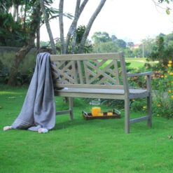 Cambridge Casual Maine 48-in W x 34-in H Weathered Gray Teak Garden Bench