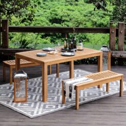Cambridge Casual Auburn 47-in W x 17-in H Natural Teak Dining Bench