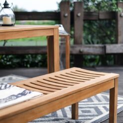 Cambridge Casual Auburn 47-in W x 17-in H Natural Teak Dining Bench