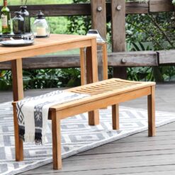 Cambridge Casual Auburn 47-in W x 17-in H Natural Teak Dining Bench