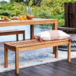 Cambridge Casual Auburn 47-in W x 17-in H Natural Teak Dining Bench