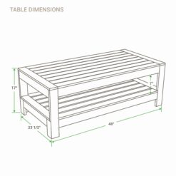 Cambridge Casual Logan Rectangle Outdoor Coffee Table 23.5-in W x 48-in L