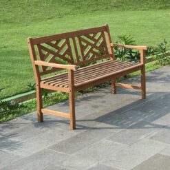 Cambridge Casual Maine 48-in W x 34-in H Natural Teak Garden Bench