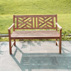 Cambridge Casual Maine 48-in W x 34-in H Natural Teak Garden Bench