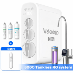 Waterdrop 10-stage G3P800 with MNR35 Filter Composite/Activated carbon Reverse Osmosis Filtration Under Sink Water Filtration System with LED Purifier Stainless Steel Smart faucet Faucet