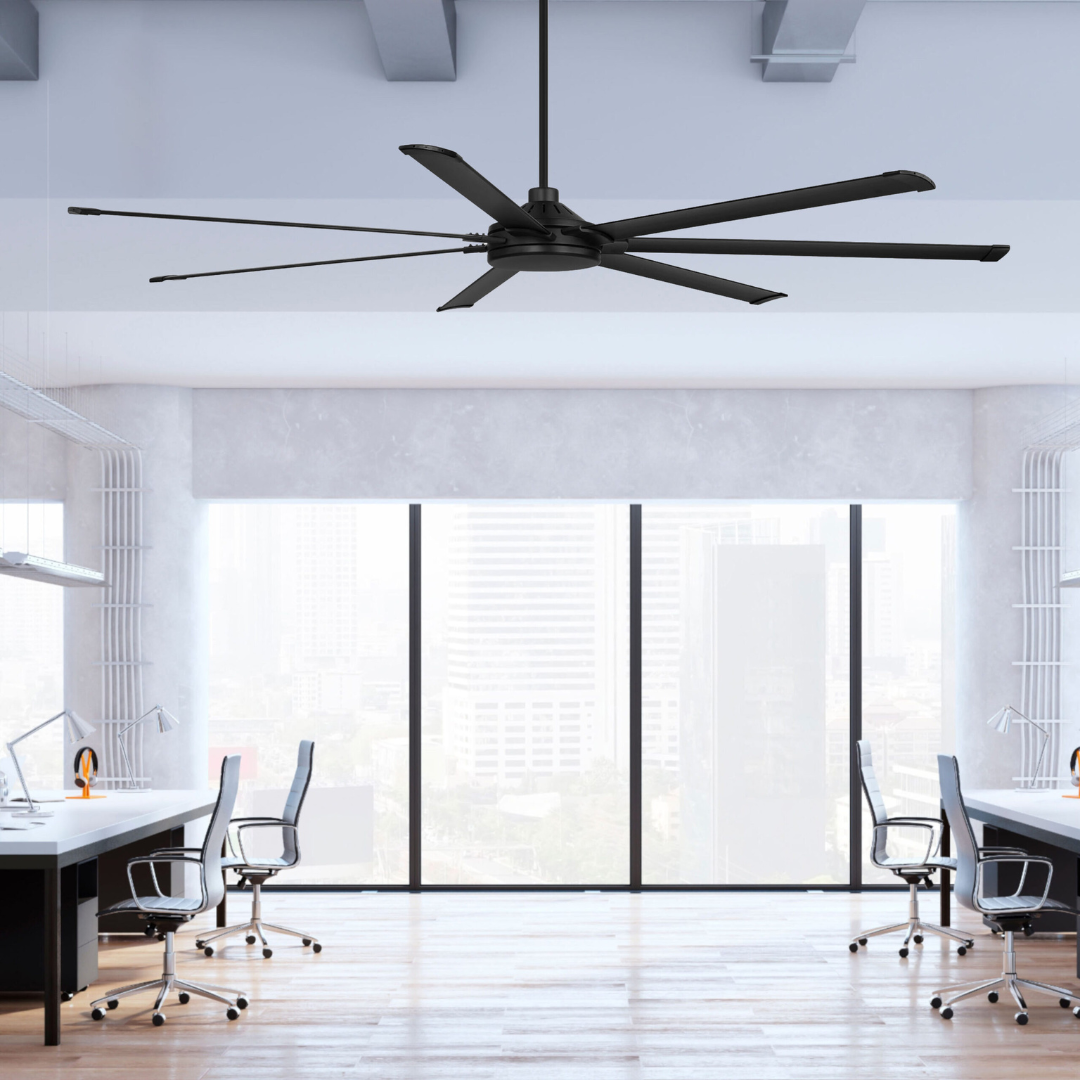 Harbor Breeze Megalodon 100-in Matte Black with Matte Black Blades Covered Outdoor Ceiling Fan Without Light and Wall Switch Included 7 -Blade
