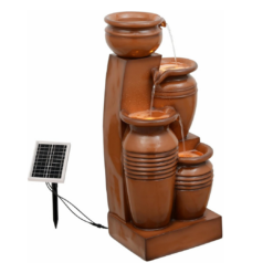 Teamson Home 28.7" 4-Tier Cascading Bowl Solar Powered Water Fountain for Outdoor Living Spaces, Terracotta