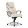 Serta Bryce Cream Bonded Leather Contemporary Ergonomic Adjustable Height Swivel Faux Leather Executive Chair