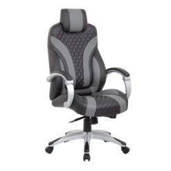 Boss Office Products Black/Grey Contemporary Ergonomic Adjustable Height Swivel Vinyl Executive Chair
