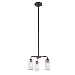 Kichler Braelyn 3 -Light Bronze Seeded glass Metal Chandelier
