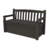 Keter Solana 70 Gallon Storage Bench Deck Box for Patio Furniture, Front Porch Decor and Outdoor Seating – Perfect to Store Garden Tools and Pool Toys, Brown/Brown