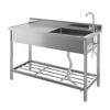 Garvee Stainless Steel Utility Sink Free Standing Single Bowl Sink with Faucet Legs Cold and Hot Water Pipe for Laundry Kitchen Garage Outdoor Garden Heavy-Duty Easy to Clean