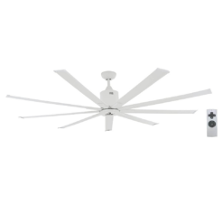 iLIVING 96-in Matte White with Matte Blades Propeller Ceiling Fan Without Light and Remote Control Included 9 -Blade