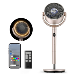 DREO Smart Fans for Bedroom, 120° +120° Omni-Directional Oscillating Fan, 100ft Quiet Pedestal Fan, Starlight