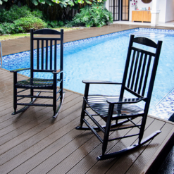 Cambridge Casual Vandal Set of 2 Black Wood Frame Rocking Chair with Slat Seat