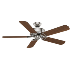 Casablanca Panama 54-in Brushed Nickel with Walnut/Burnt Walnut Blades Downrod or Flush Mount Ceiling Fan Light Kit Compatible and Remote Control Included 5 -Blade