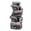 Teamson Home 39.37 in. Outdoor Faux Stacked Stone 4-Tier Water Fountain with LED Lights and Pump, Gray