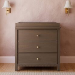 Graco Sasha 3-Drawer Chest Dresser with Changing Topper - Hazelnut