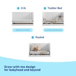 Graco Theo 3-in-1 Convertible Crib with Drawer - White