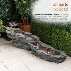 Alpine Corporation 19-in H Resin Tiered Outdoor Fountain Pump Included