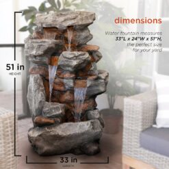 Alpine Corporation 52-in H Resin Electric Powered Tiered Outdoor Fountain Pump Included