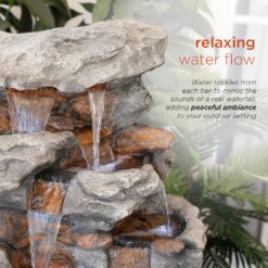 Alpine Corporation 52-in H Resin Electric Powered Tiered Outdoor Fountain Pump Included