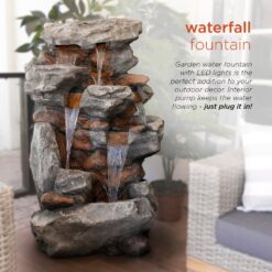 Alpine Corporation 52-in H Resin Electric Powered Tiered Outdoor Fountain Pump Included