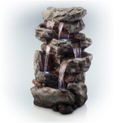 Alpine Corporation 52-in H Resin Electric Powered Tiered Outdoor Fountain Pump Included