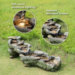 Teamson Home 20.5-in H Resin Electric Powered Rock Outdoor Fountain Pump Included
