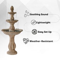 XBrand 51-in H Resin Electric Powered Tiered Outdoor Fountain Pump Included
