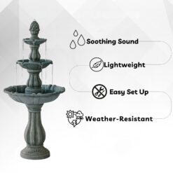 XBrand 51-in H Resin Electric Powered Tiered Outdoor Fountain Pump Included