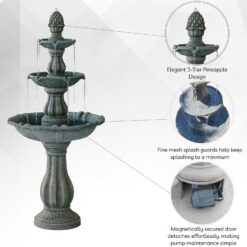 XBrand 51-in H Resin Electric Powered Tiered Outdoor Fountain Pump Included