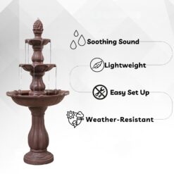 XBrand 51-in H Resin Electric Powered Tiered Outdoor Fountain Pump Included