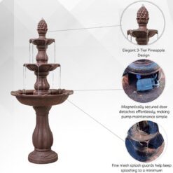 XBrand 51-in H Resin Electric Powered Tiered Outdoor Fountain Pump Included