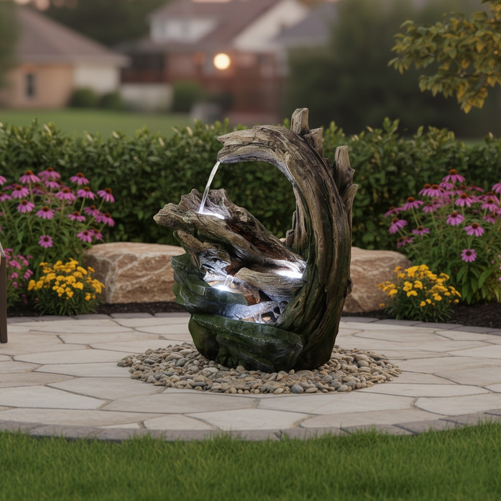 Teamson Home 32.3-in H Resin Electric Powered Rock Outdoor Fountain Pump Included