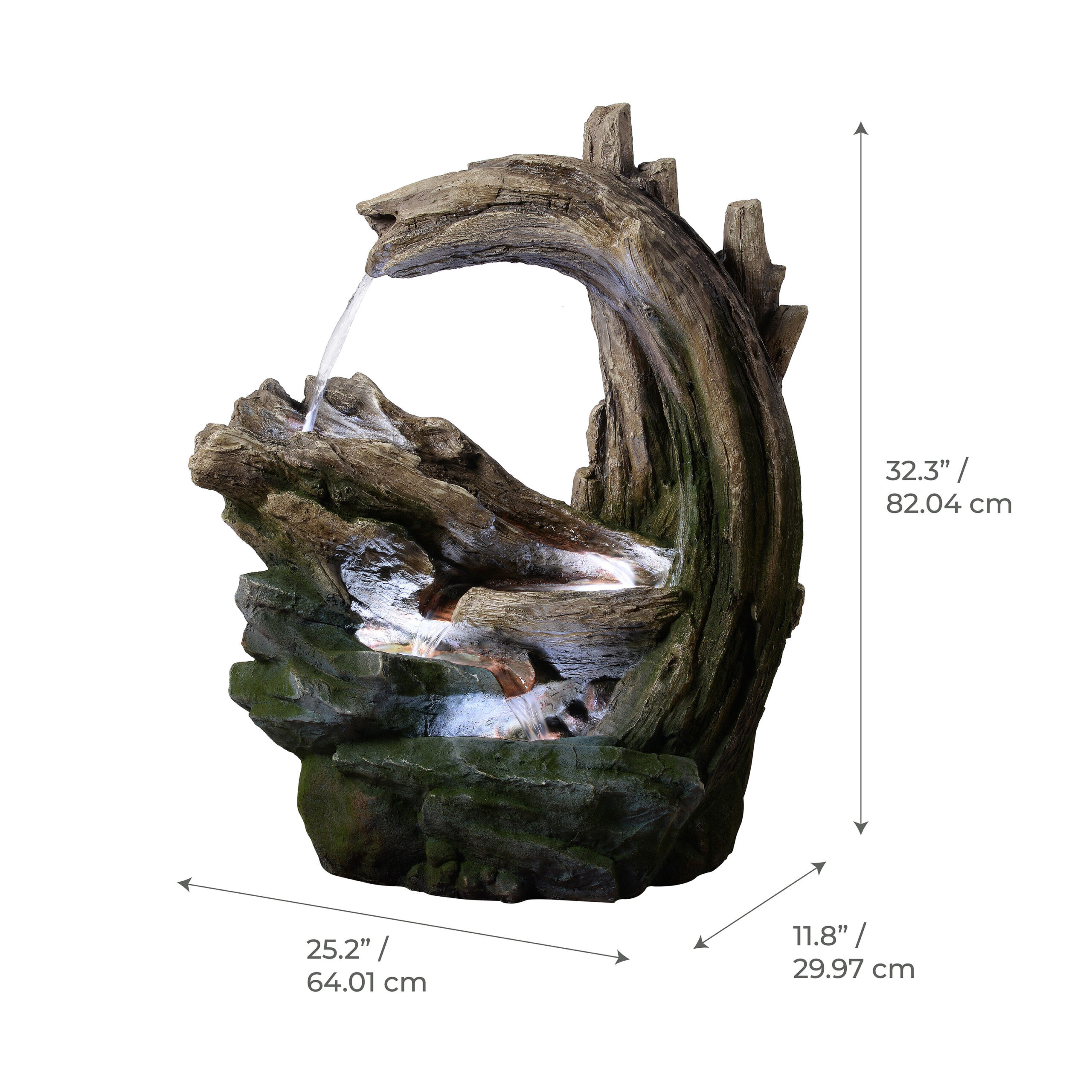 Teamson Home 32.3-in H Resin Electric Powered Rock Outdoor Fountain Pump Included